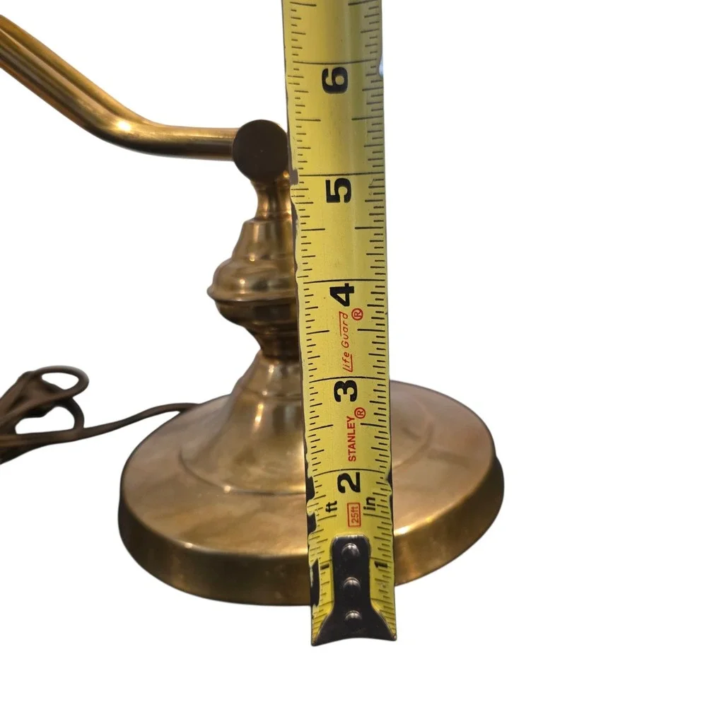 Solid Brass Adjustable Lamp Task Banker Office Desk Lighting Cream Shade Vintage